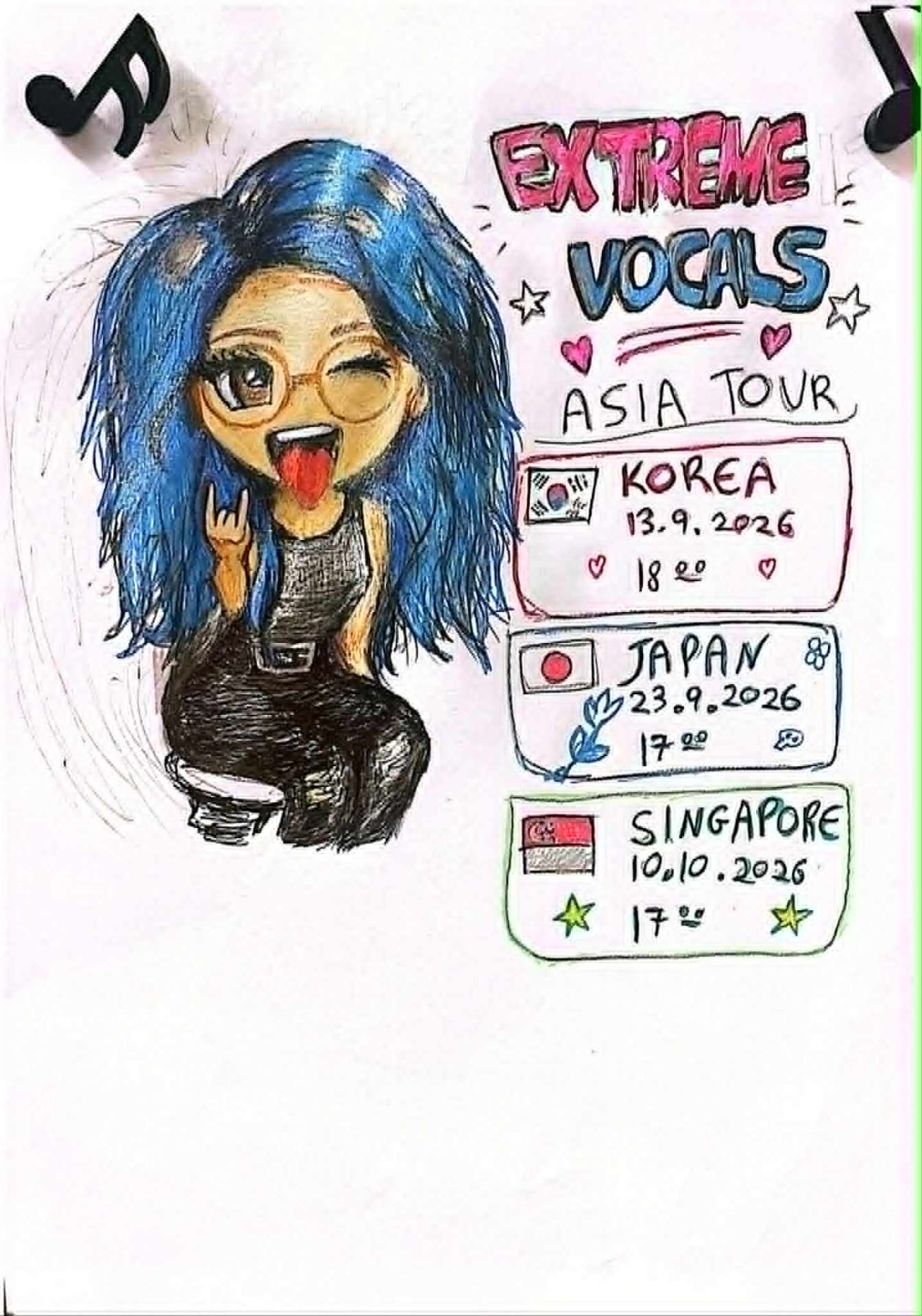 Extreme Vocals Workshop Asia Tour chibi illustration